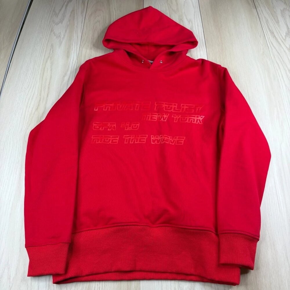 Private Policy New York Mens Red Long Sleeve Pocket Pullover Hoodie Size Medium